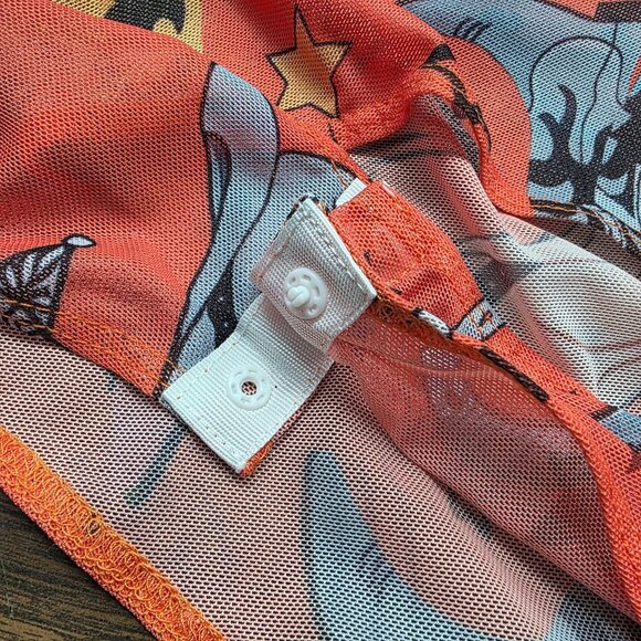 Womens Cowgirl Western Novalty Print Mesh Bodysuit Snap Closure Long Sleeve S - Picture 5 of 6